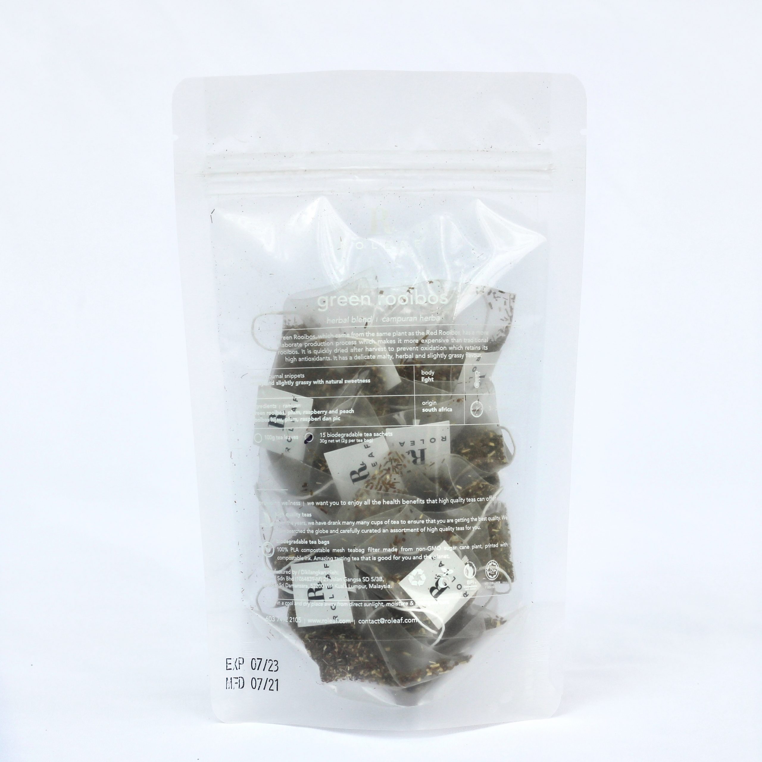 green rooibos small teabag pack